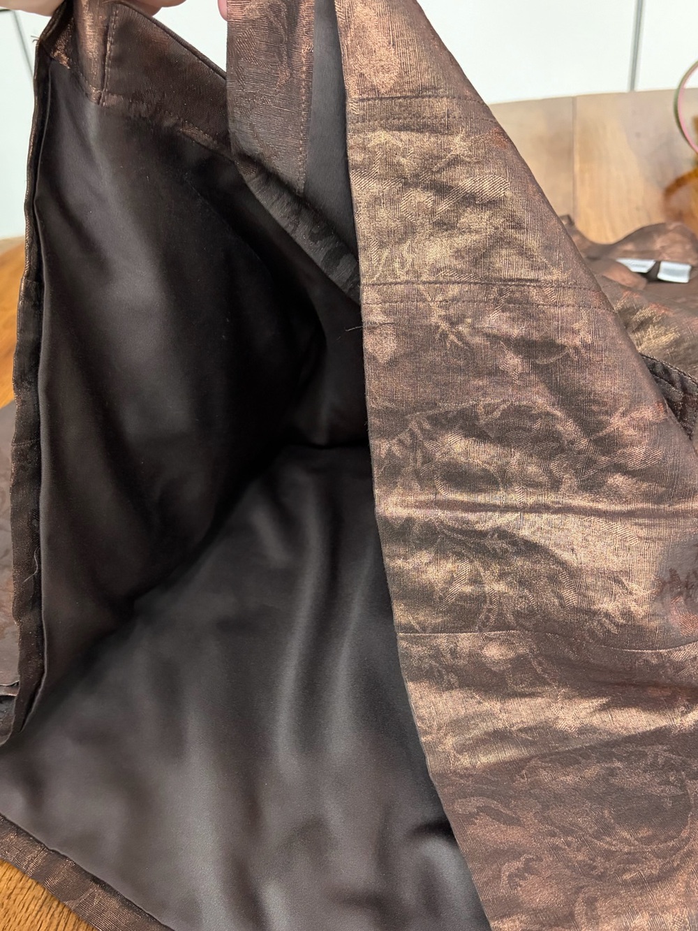 Chico’s Bronze Silk Linen Metallic Jacquard Jacket Size 3, XL, Silk Fall Jacket - Picture 8 of 10